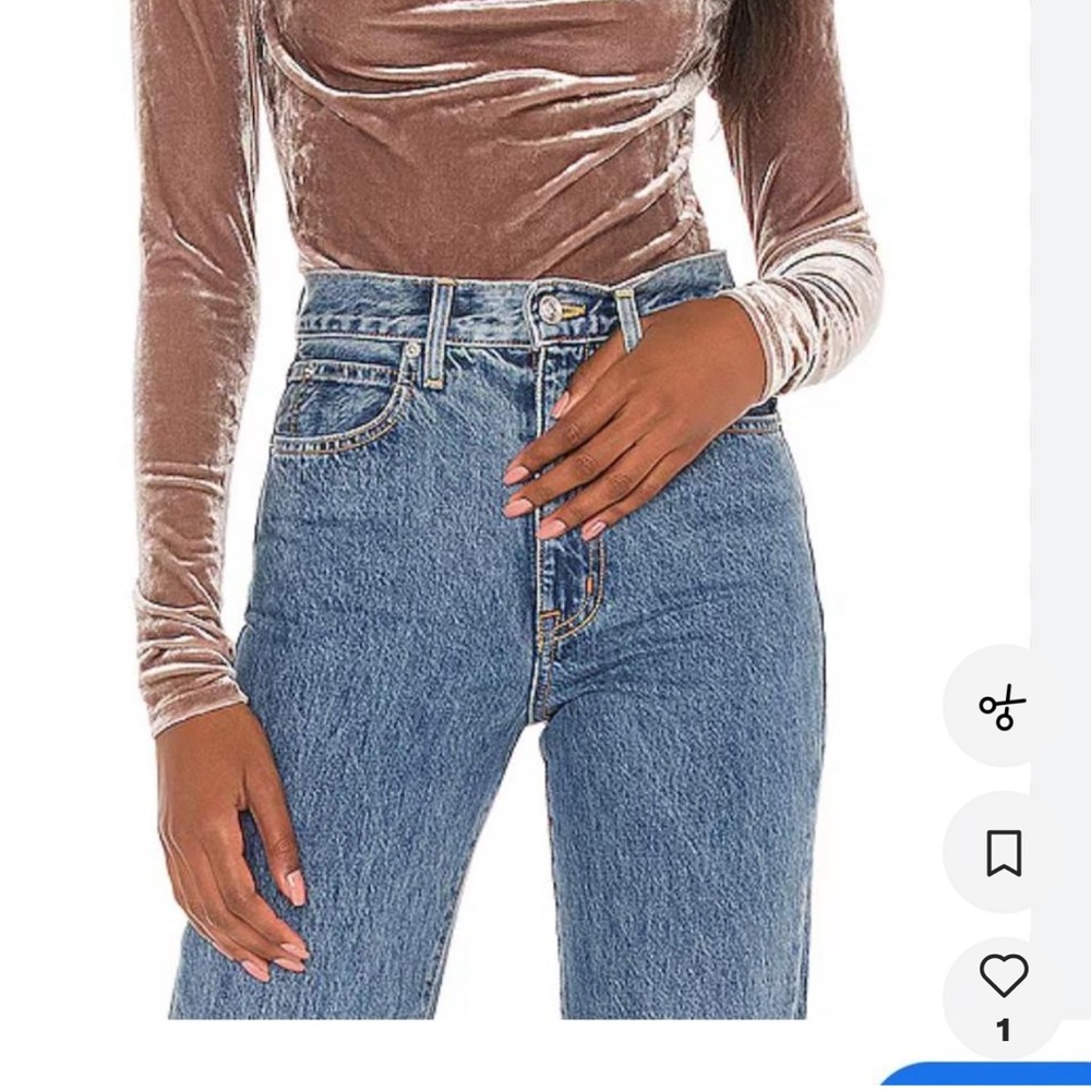 Free People Velvet Long Sleeve Top in Brown